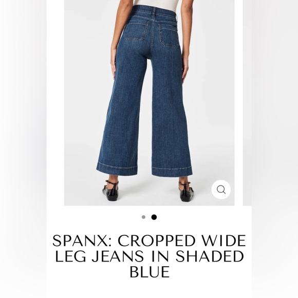 SPANX Cropped Ankle Length Wide Leg Jeans in Shaded Blue, Size Large - Picture 3 of 12